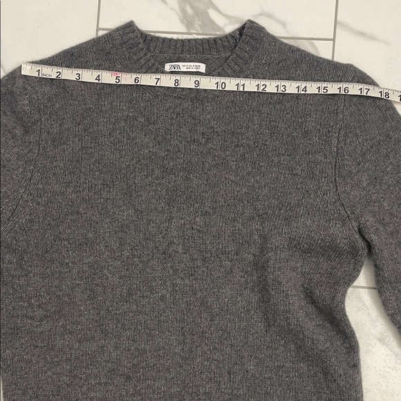 Zara Gray Crew Neck Sweater Long Sleeves Rib Trim 70% Wool Sz S - Picture 15 of 15